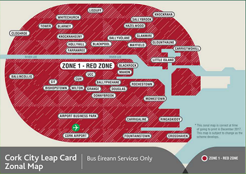 Image of cork city leap card zonal map