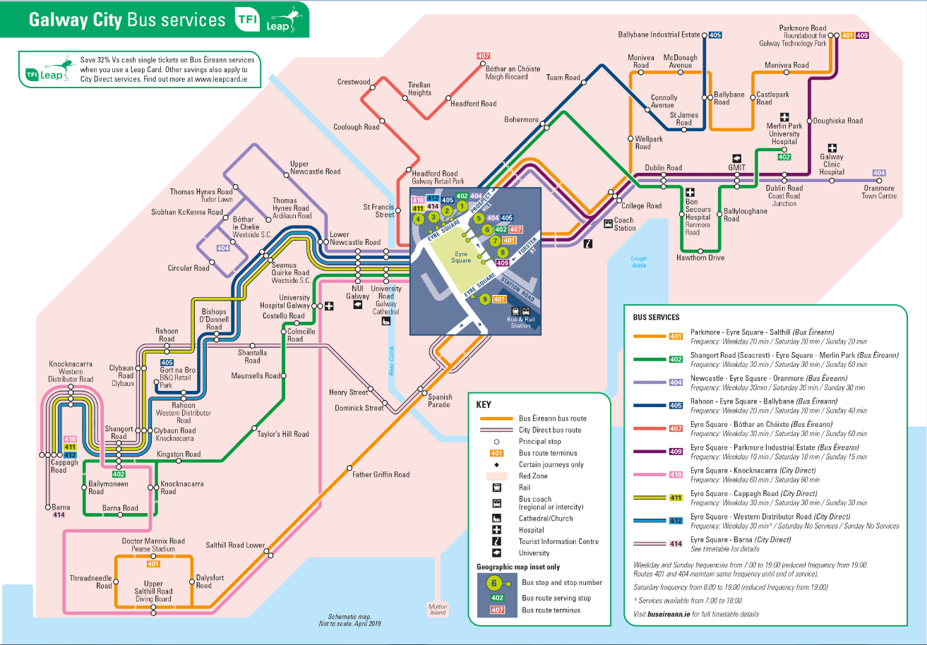 Image showing galway city bus services map