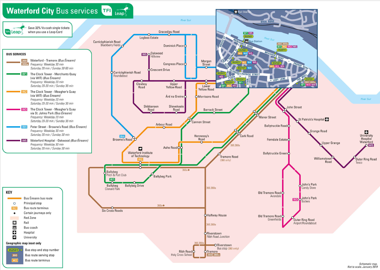 Image showing map of waterford city bus services